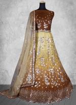 Net Mustard Wedding Wear Sequins Work Lehenga Choli